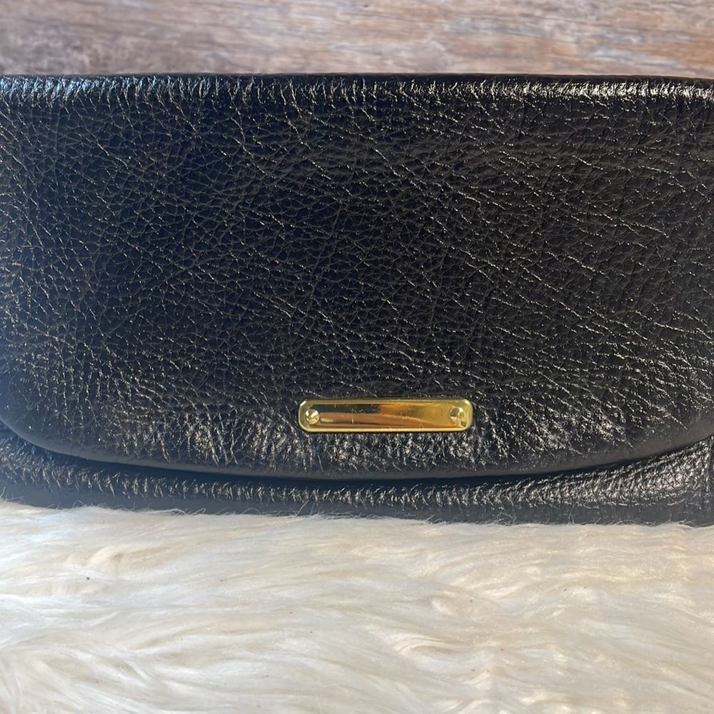 Black Leather Vintage Clutch Purse, Brand Unknown 9 1/2 x 5 1/2”